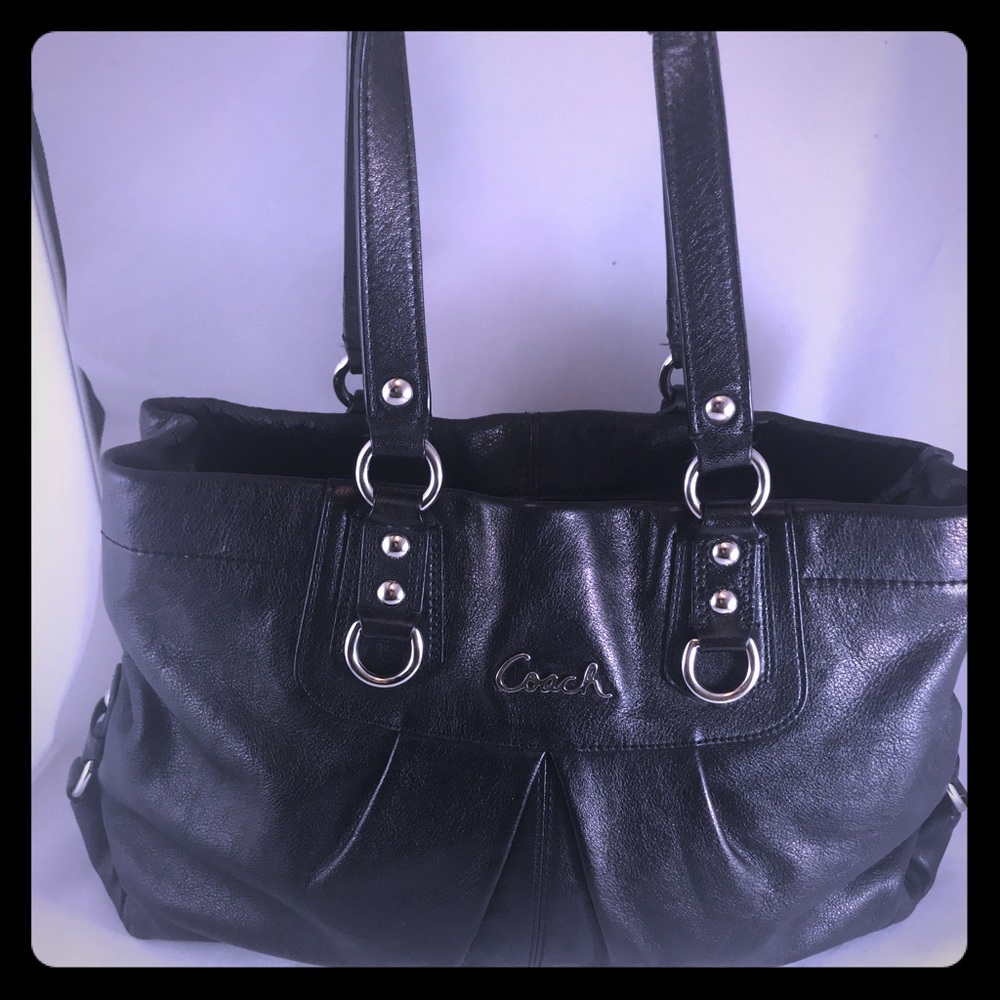Coach  Ashley Leather Black. Satchel Handb…